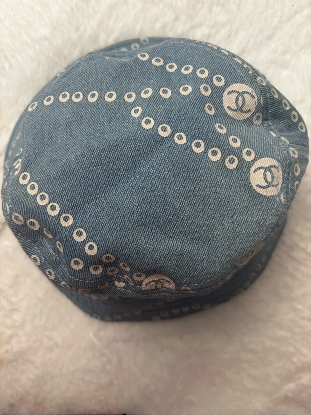 CHANEL Blue Patterned Bucket Hat